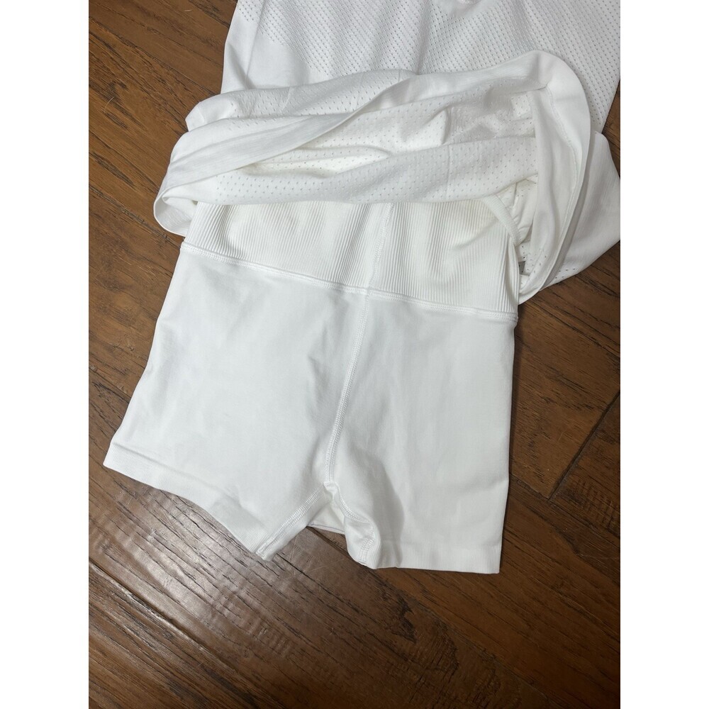 Lululemon Flex On Court Dress Tennis White Cross Straps Sleeveless Women 4 Skort - Picture 8 of 8